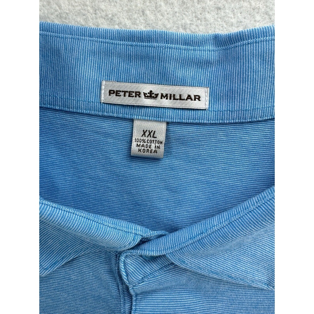 Peter Millar Mens Polo Shirt‎ Size XXL Light Blue 100% Cotton Shadow Wood Logo - Picture 4 of 16